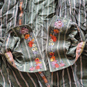 RARE Robert Graham Button Down Floral Embroidery Long Sleeve Dress Shirt 2XL XXL